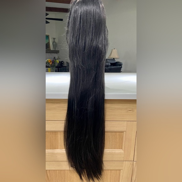 HAIR, 40” long, straight, bangs/layered at front.  Jet black - Picture 5 of 12